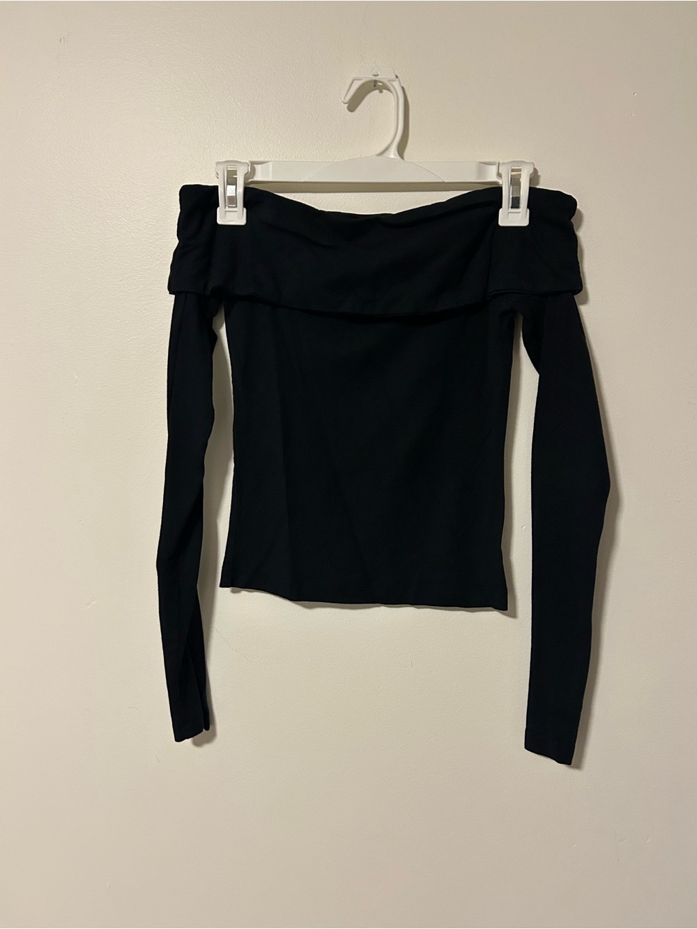 Full Tilt Black Off-Shoulder Long Sleeve Top